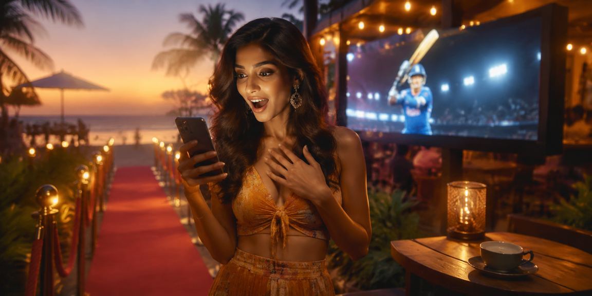 Luxurious beachside cricket and betting scene in Goa showcasing VIP lifestyle
